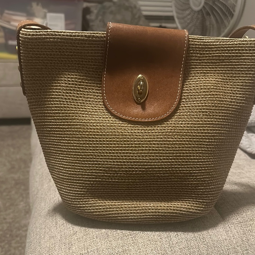 Eric Javits Tan Woven Shoulder Bag